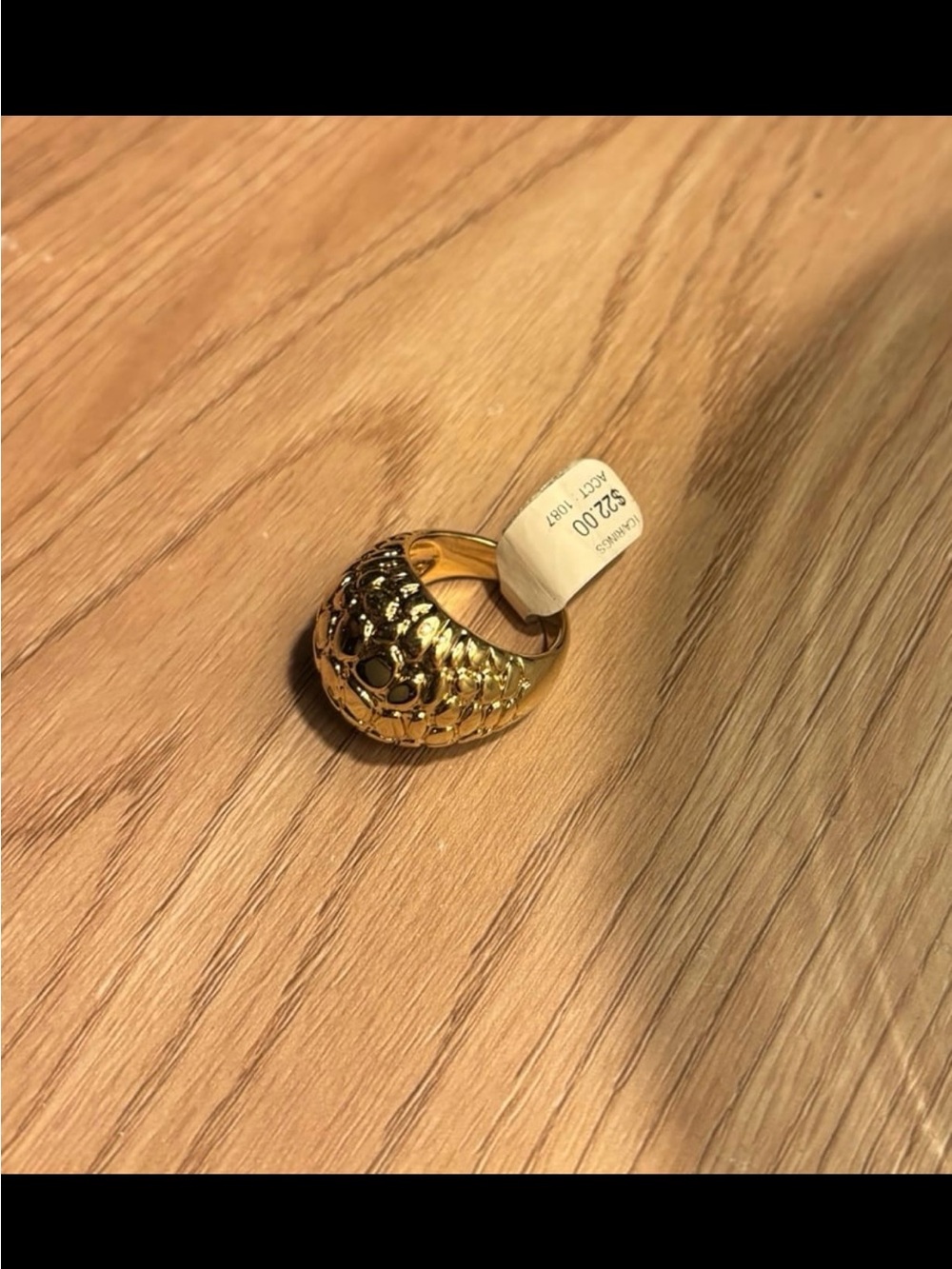 Gold Plated Chunky Round Textured Minimalist Ring size 8